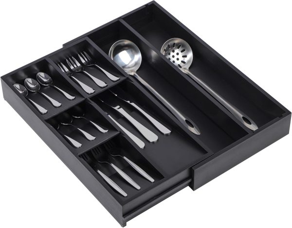 Bamboo Silverware Drawer Organizer, Removable Dividers Kitchen Utensil Drawer Organizer for Different Dimension Flatware, Spoons, Forks, Knives (Natural, 5 Slots) - Image 8