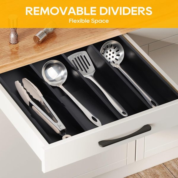 Bamboo Silverware Drawer Organizer, Removable Dividers Kitchen Utensil Drawer Organizer for Different Dimension Flatware, Spoons, Forks, Knives (Natural, 5 Slots) - Image 12