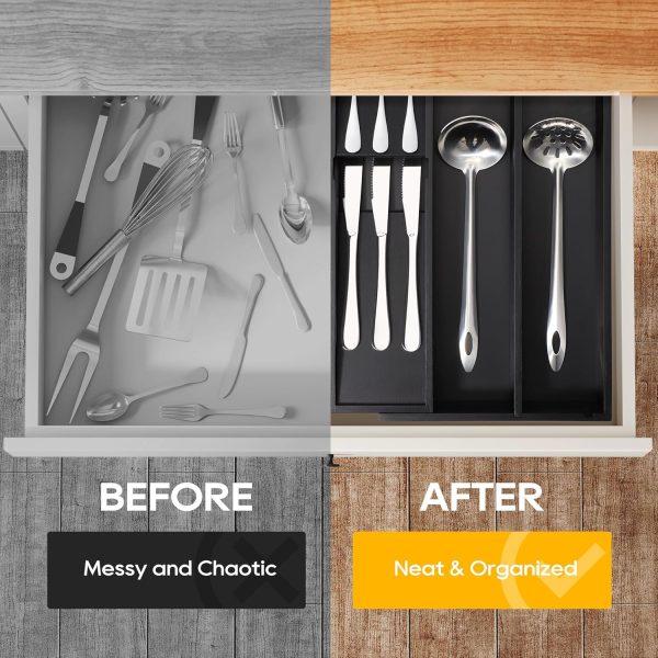 Bamboo Silverware Drawer Organizer, Removable Dividers Kitchen Utensil Drawer Organizer for Different Dimension Flatware, Spoons, Forks, Knives (Natural, 5 Slots) - Image 13