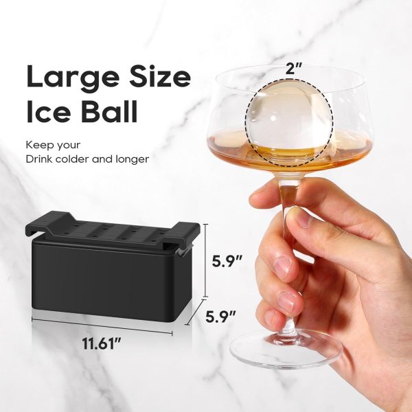 Clear Ice Ball Maker Mold, 8 Large Whiskey Ice Cubes Mold, 2 Inch Round Silicone Ice Molds for Cocktails, Idea Gifts for Dad Boyfriend Boss Men who Have Everything - Image 3