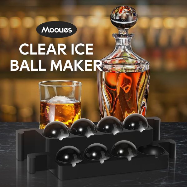 Clear Ice Ball Maker Mold, 8 Large Whiskey Ice Cubes Mold, 2 Inch Round Silicone Ice Molds for Cocktails, Idea Gifts for Dad Boyfriend Boss Men who Have Everything - Image 6