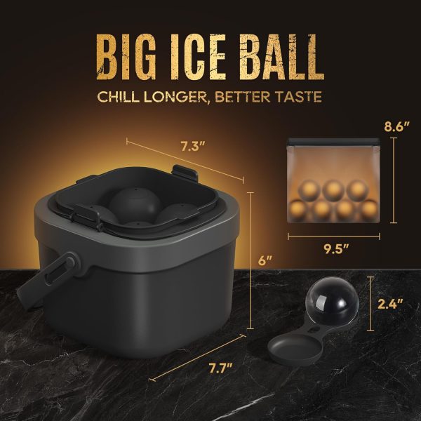 Clear Ice Ball Maker Mold, 8 Large Whiskey Ice Cubes Mold, 2 Inch Round Silicone Ice Molds for Cocktails, Idea Gifts for Dad Boyfriend Boss Men who Have Everything - Image 10