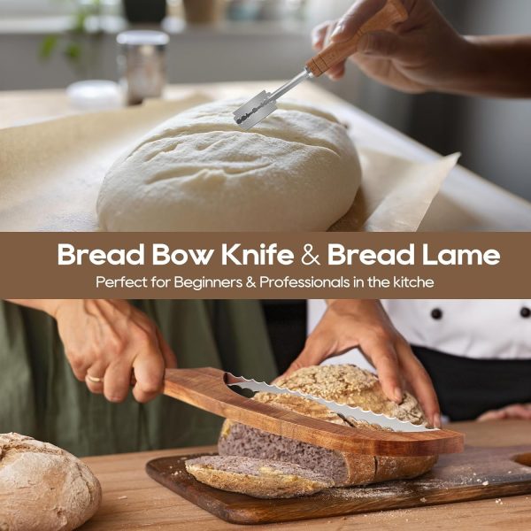 Bread Knife Set, Acacia Wood(15.7") - Double Serrated Bread Knife for Homemade Bagels, Baguettes and More - Sourdough Bread Slicer, Cuts Thin, Even Slices - Premium Stainless Steel - Image 7