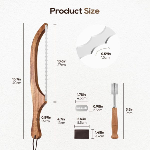Bread Knife Set, Acacia Wood(15.7") - Double Serrated Bread Knife for Homemade Bagels, Baguettes and More - Sourdough Bread Slicer, Cuts Thin, Even Slices - Premium Stainless Steel - Image 8