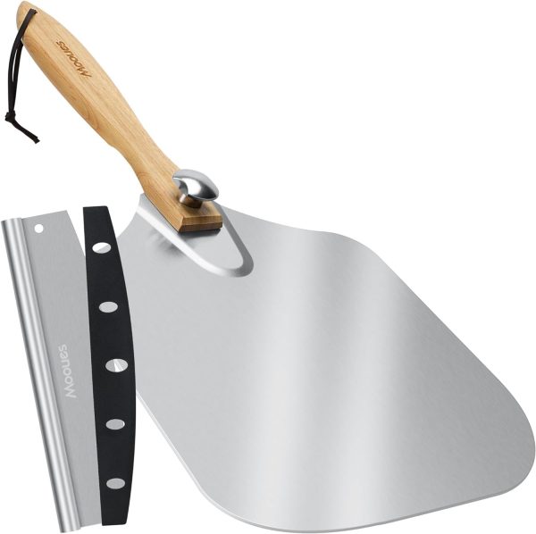 Pizza Peel Aluminum Pizza Spatula, Mooues 12 inch Metal Pizza Paddle(12"x 14")with Rocker Cutter Foldable Wood Handle, [Storage bag included], for Family Pizza Oven Baking Pizza, Dough, Bread & Pastry - Image 11
