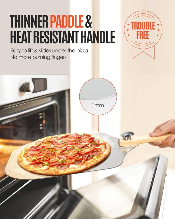 Pizza Peel Aluminum Pizza Spatula, Mooues 12 inch Metal Pizza Paddle(12"x 14")with Rocker Cutter Foldable Wood Handle, [Storage bag included], for Family Pizza Oven Baking Pizza, Dough, Bread & Pastry - Image 18