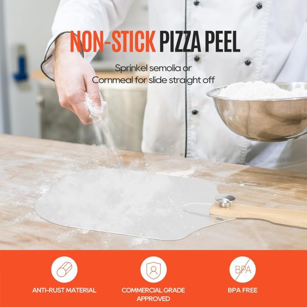Pizza Peel Aluminum Pizza Spatula, Mooues 12 inch Metal Pizza Paddle(12"x 14")with Rocker Cutter Foldable Wood Handle, [Storage bag included], for Family Pizza Oven Baking Pizza, Dough, Bread & Pastry - Image 22
