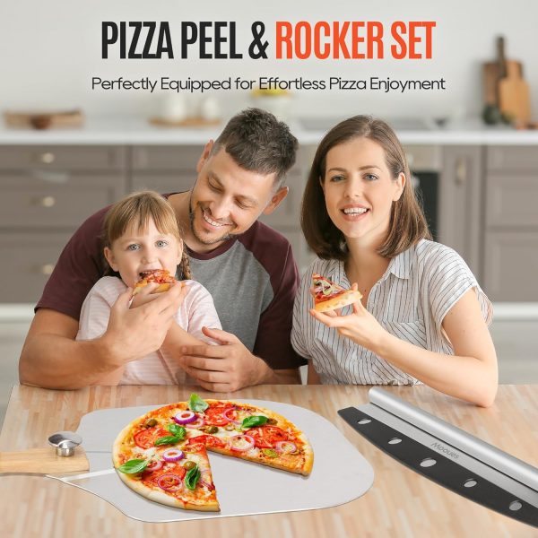 Pizza Peel Aluminum Pizza Spatula, Mooues 12 inch Metal Pizza Paddle(12"x 14")with Rocker Cutter Foldable Wood Handle, [Storage bag included], for Family Pizza Oven Baking Pizza, Dough, Bread & Pastry - Image 23