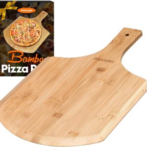 Pizza Peel 12 Inch, Natural Bamboo Pizza Peel Pizza Paddle Spatula Oven Accessory for Large Wood Pizza Board For Transferring & Serving, Wood Pizza Cutting Board for Cheese Bread Fruit Vegetabl